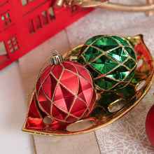 Load image into Gallery viewer, Graceful Ornament Bundle Set, Red, 30 Green and Gold Glittered Tree Baubles
