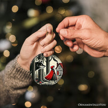 Carregar imagem no visualizador da galeria, Mysterious Red Riding Hood in the Woods Ornament, Spooky Halloween Tree Decor
