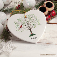 Load image into Gallery viewer, In Loving Memory of Mom and Dad Cardinal on a Tree Ornament, Heavenly Christmas Remembrance Gift
