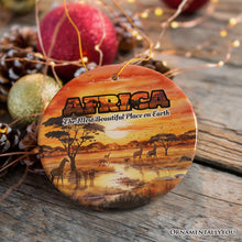 Load image into Gallery viewer, Artistic Natural Beauty of African Landscapes and Wildlife with Quotes Ornament, Christmas Gift or Travel Souvenir, Safari, Serengeti and Mount Kilimanjaro
