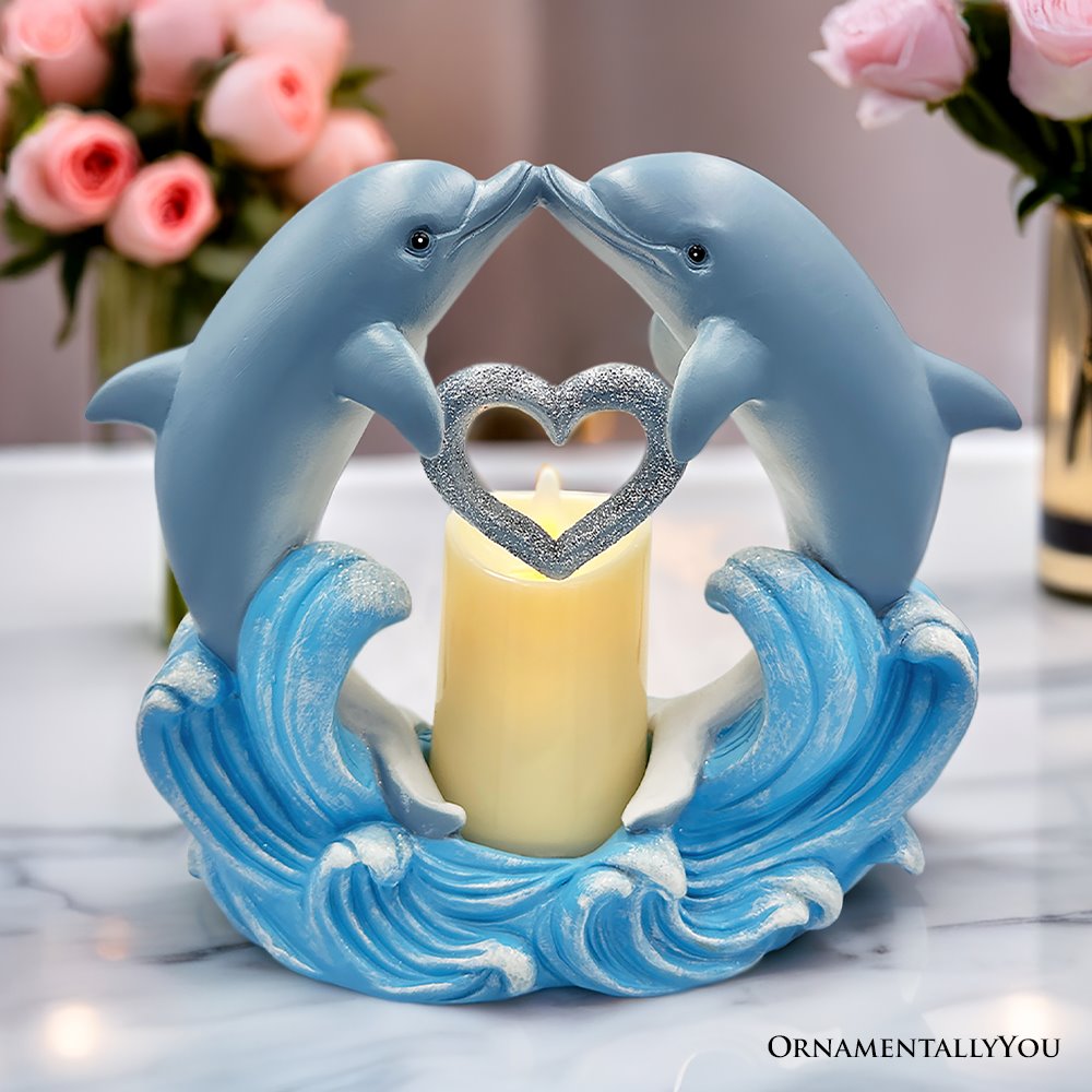 Tides of Affection Dolphin Figurine and Tealight Candle, 7