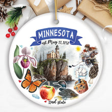 Carregar imagem no visualizador da galeria, Artistic Minnesota State Themes and Landmarks Christmas Ornament
