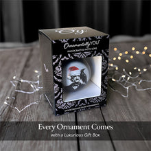 Load image into Gallery viewer, Edgar Allan Poe Spooky Christmas Portrait Glass Ornament, Black Horror Halloween Tree Decoration
