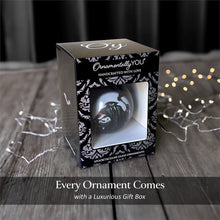 Load image into Gallery viewer, Headless Horseman Spooky Portrait Glass Christmas Ornament, Black Horror Halloween Tree Decoration
