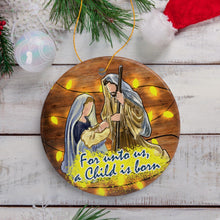 Cargar imagen en el visor de la galería, Festive Nativity Ornament with Jesus and Mary Birth of Christ Iconography
