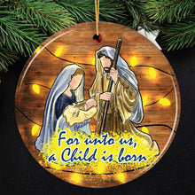 Cargar imagen en el visor de la galería, Festive Nativity Ornament with Jesus and Mary Birth of Christ Iconography
