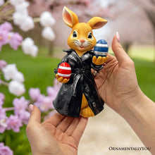 Load image into Gallery viewer, Covert Carrot Collector Funny Bunny Agent Figurine, 7&quot; Dueling Easter Rabbit Garden Statue
