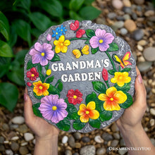 Carregar imagem no visualizador da galeria, Grandma’s Garden Floral Stepping Stone, 9.5" Decorative Outdoor Decoration
