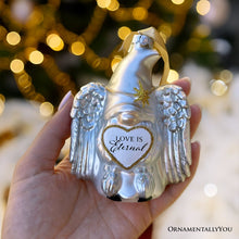 Carregar imagem no visualizador da galeria, Love is Eternal Angelic Gnome Glass Ornament, White Angel Delicate Sentimental Tree Decoration
