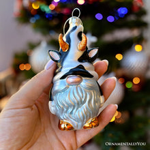 Carregar imagem no visualizador da galeria, Whimsical Gnome Cow Handblown Glass Christmas Ornament, Cute Holiday Decor
