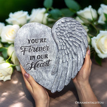 Load image into Gallery viewer, You’re Forever in Our Hearts Angel Wing Stepping Stone, 9.5" Garden Decorative Memorial Resin Figurine
