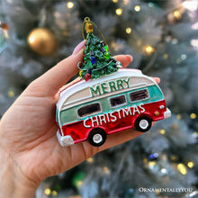 Carregar imagem no visualizador da galeria, Camping RV Glass Christmas Ornament, Camper Trailer Motorhome Traveler Gift
