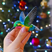 Carregar imagem no visualizador da galeria, Graceful Hummingbird Iridescent Handcrafted Ornament, Glass Christmas Bird Tree Decoration
