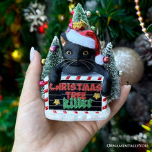 Load image into Gallery viewer, Christmas Tree Killer Funny Black Cat Glass Christmas Ornament, Whimsical Funny Tree Decor
