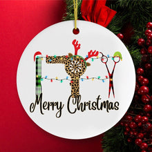 Load image into Gallery viewer, Hairdresser Plaid Merry Christmas Ornament
