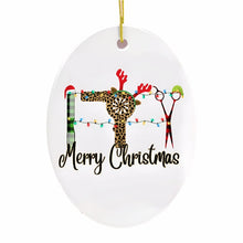 Load image into Gallery viewer, Hairdresser Plaid Merry Christmas Ornament

