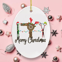 Load image into Gallery viewer, Hairdresser Plaid Merry Christmas Ornament
