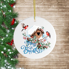 Carregar imagem no visualizador da galeria, Merry &amp; Bright Artistic Birdhouse Christmas Ornament
