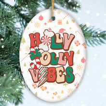 Carregar imagem no visualizador da galeria, Retro Holly Jolly Vibes Throwback Christmas Ornament
