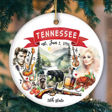 Carregar imagem no visualizador da galeria, Artistic Tennessee State Themes and Landmarks Christmas Ornament
