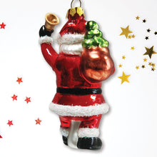 Load image into Gallery viewer, Festive Delivery Santa Claus Coming to Town Glass Christmas Ornament
