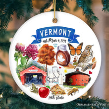 Carregar imagem no visualizador da galeria, Artistic Vermont State Themes and Landmarks Christmas Ornament
