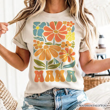 Carregar imagem no visualizador da galeria, Boho Floral Mama T-Shirt, Natural and White Tee Large Flowers for Modern Moms
