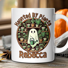 Carregar imagem no visualizador da galeria, Green Thumb Ghost, Personalized Halloween Mug, Haunted by Plants, Fun Gardener Gift with Custom Name
