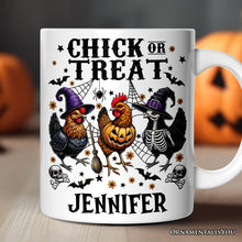 Carregar imagem no visualizador da galeria, Halloween Chickens Personalized Mug, Chick or Treat Funny Farmhouse Custom Gift
