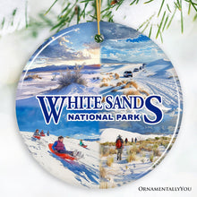 Carregar imagem no visualizador da galeria, Illustrated Scenery White Sands National Park Ceramic Ornament, New Mexico Travel Souvenir and Christmas Gift
