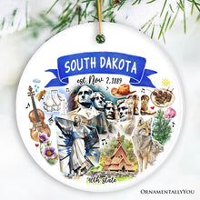 Carregar imagem no visualizador da galeria, Artistic South Dakota State Themes and Landmarks Christmas Ornament
