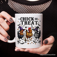 Carregar imagem no visualizador da galeria, Halloween Chickens Personalized Mug, Chick or Treat Funny Farmhouse Custom Gift
