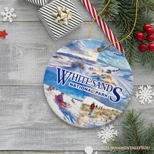 Carregar imagem no visualizador da galeria, Illustrated Scenery White Sands National Park Ceramic Ornament, New Mexico Travel Souvenir and Christmas Gift

