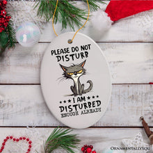 Load image into Gallery viewer, Please Do Not Disturb Quirky Cat Ornament, Cute and Funny Christmas Gift
