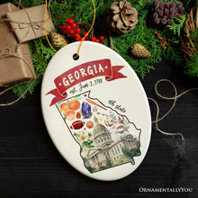 Carregar imagem no visualizador da galeria, Artistic Georgia State Themes and Landmarks Christmas Ornament
