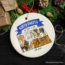 Carregar imagem no visualizador da galeria, Artistic North Dakota State Themes and Landmarks Christmas Ornament
