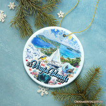 Carregar imagem no visualizador da galeria, Artistic US Virgin Islands Ornament, Tropical Beach Paradise in Atlantic Ocean Christmas Souvenir
