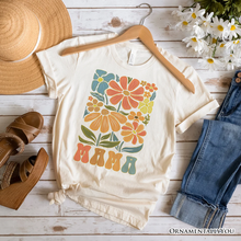 Load image into Gallery viewer, Boho Floral Mama T-Shirt, Natural and White Tee Large Flowers for Modern Moms
