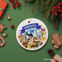 Carregar imagem no visualizador da galeria, Artistic Oregon State Themes and Landmarks Christmas Ornament
