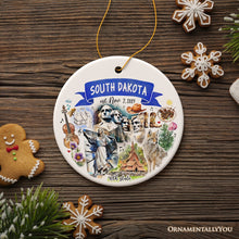 Carregar imagem no visualizador da galeria, Artistic South Dakota State Themes and Landmarks Christmas Ornament
