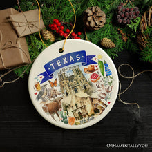 Carregar imagem no visualizador da galeria, Artistic Texas State Themes and Landmarks Christmas Ornament
