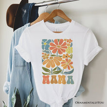 Carregar imagem no visualizador da galeria, Boho Floral Mama T-Shirt, Natural and White Tee Large Flowers for Modern Moms
