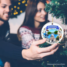 Carregar imagem no visualizador da galeria, Artistic Mississippi State Themes and Landmarks Christmas Ornament
