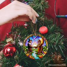 Load image into Gallery viewer, Pilgrim and Native American Chief Harmonious Unity Ornament, Vibrant Harvest Celebration Keepsake
