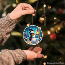 Carregar imagem no visualizador da galeria, Serene Lantern Light Snowman with Top Hat Ornament, Gift for Joyful Winter Tranquility Decor
