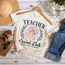 Carregar imagem no visualizador da galeria, Teacher Social Club T-Shirt, White, Natural, and Black Tee for Stylish Educators
