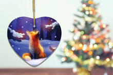Load image into Gallery viewer, Fox in Snow Forest Ornament, Majestic Illustration Fairytale, Anime Nature
