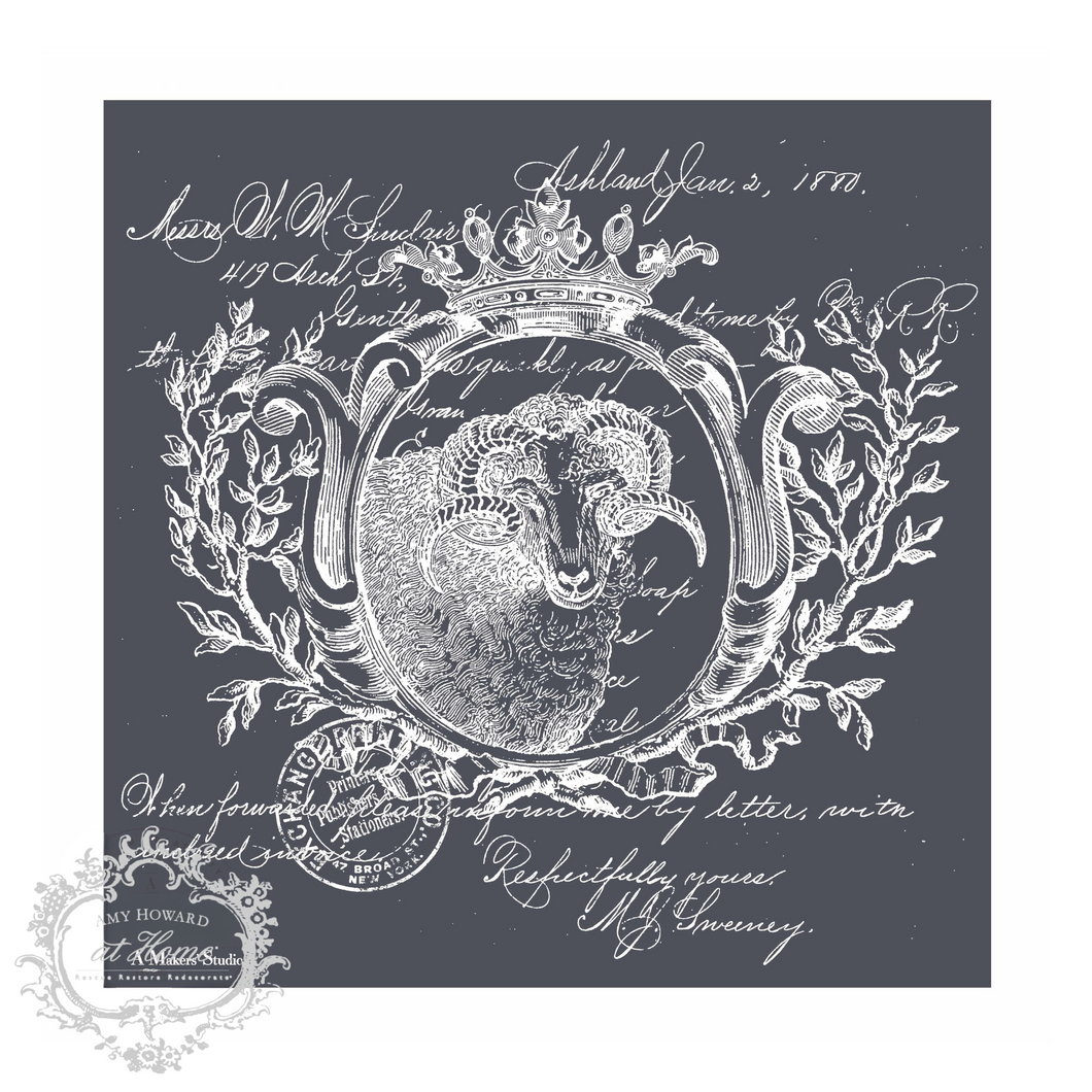 French Ram - Mesh Stencil 12x12