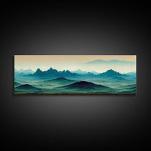 Load image into Gallery viewer, Emerald Green Rolling Hills and Mountains, Landscape Art, Ready To Hang Canvas Print, Framed Wall Art
