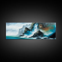 Carregar imagem no visualizador da galeria, Fantasy Waterfall Canvas Print - Panoramic Landscape Painting - Perfect for Living Room and Bedroom Decor
